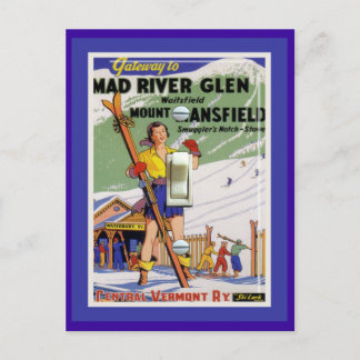 Vintage Ski Poster, Mad River Glen Postcard
