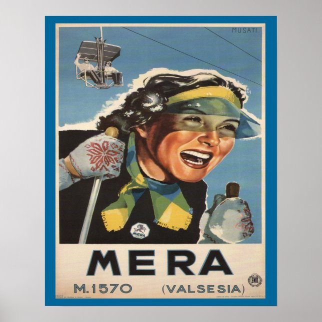 Vintage Ski poster, Mera, Valsesia Poster (Front)