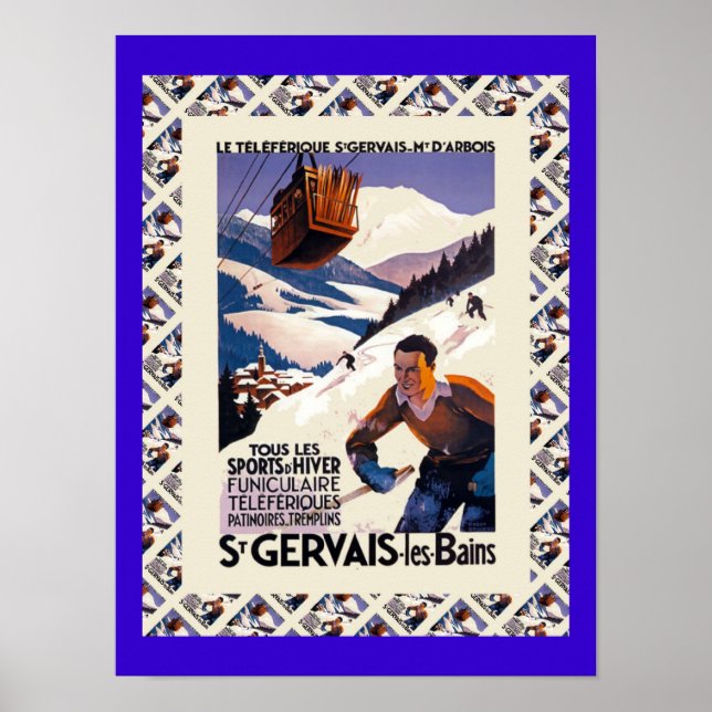 Vintage Ski Poster, Saint Gervais les Bains Poster (Front)
