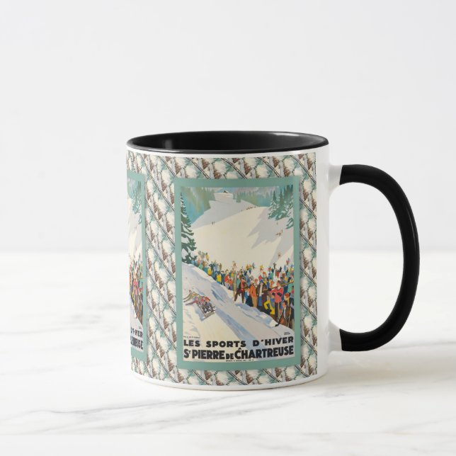 Vintage Ski poster, Saint Pierre en Chartreuse Mug (Right)
