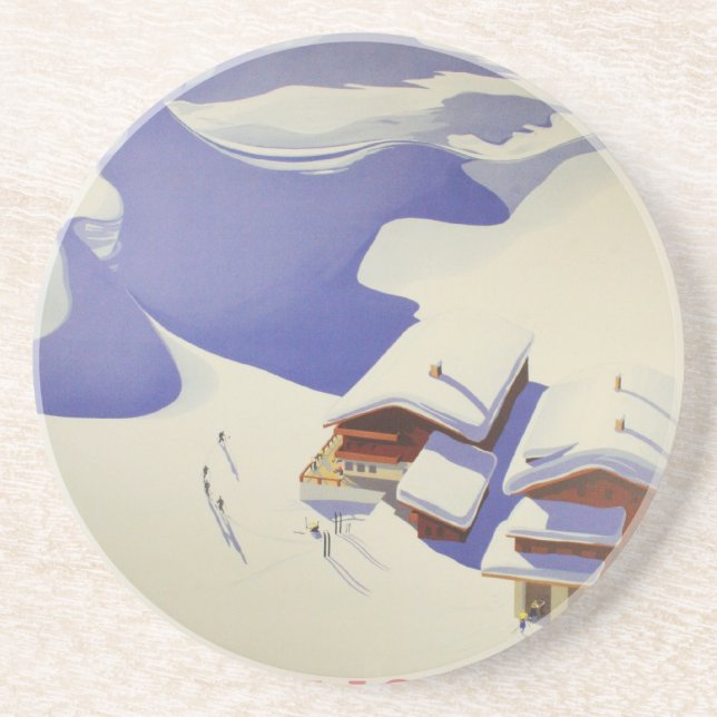 Vintage Ski Poster, Ski Austria Coaster (Front)