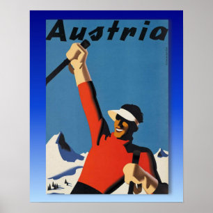 Vintage Ski Poster,  Ski Austria Poster