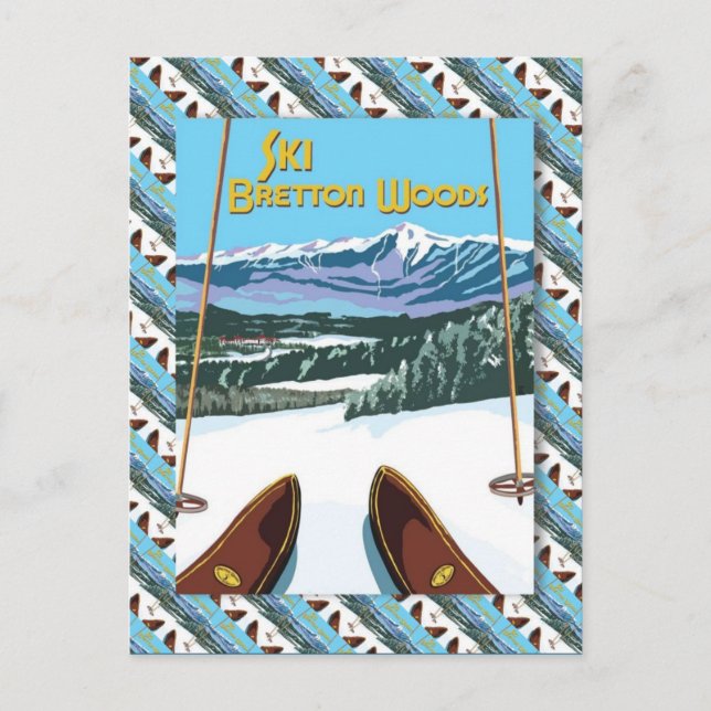 Vintage Ski Poster,  Ski Bretton Woods Postcard (Front)