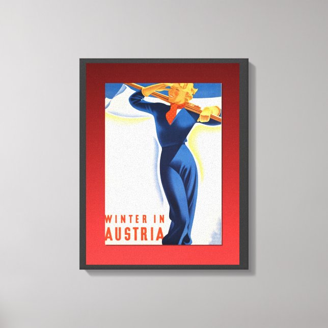 Vintage Ski poster, Winter in Austria Canvas Print (Front)