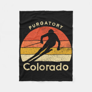 Vintage Ski Purgatory Colorado Mountain  Fleece Blanket