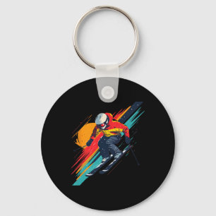 Vintage Ski Racer Design - Retro  Keychain