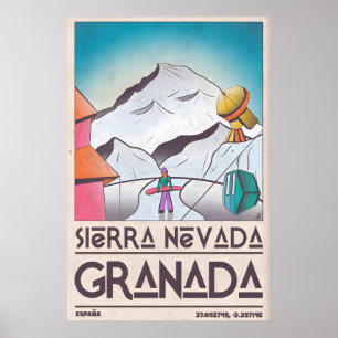 Vintage Ski Resort Print - Snowy Mountain and