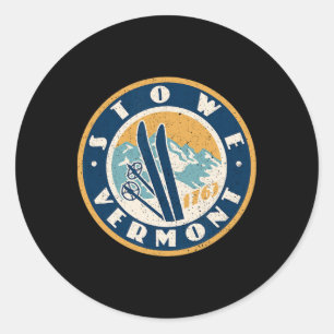 Vintage Ski Slopes Stowe Vermont Skiing Dge Classic Round Sticker