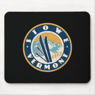 Vintage Ski Slopes Stowe Vermont Skiing Dge  Mouse Pad