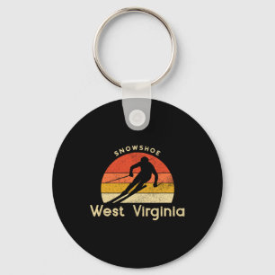 Vintage Ski Snowshoe West Virginia Mountain  Keychain