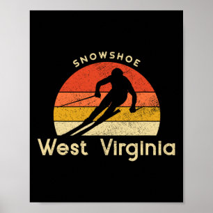Vintage Ski Snowshoe West Virginia Mountain Poster