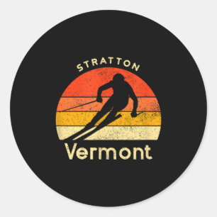 Vintage ski stratton vermont mountain classic round sticker