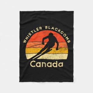 Vintage ski whistler blackcomb canada mountain fleece blanket