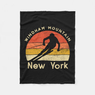Vintage Ski Windham Mountain New York Mountain  Fleece Blanket
