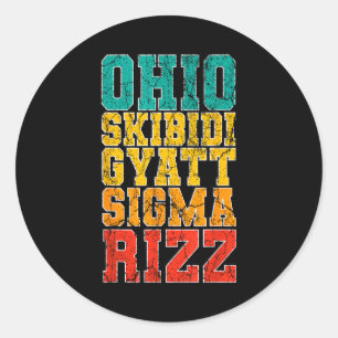 Vintage Skibidi Rizz Ohio Sigma Funny Rizzler Graf Classic Round Sticker