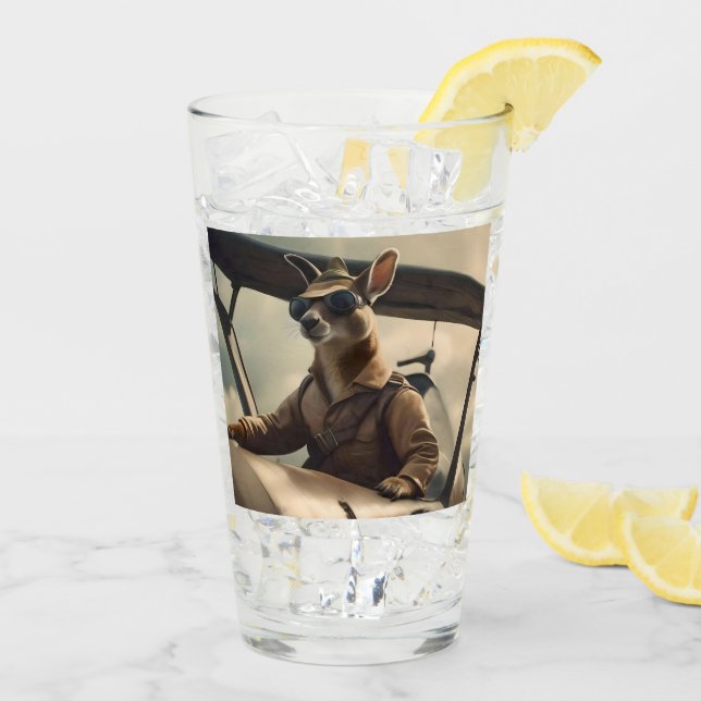 "Vintage Skies: The Kangaroo Pilot in Old Plane Glass (Back Ice)