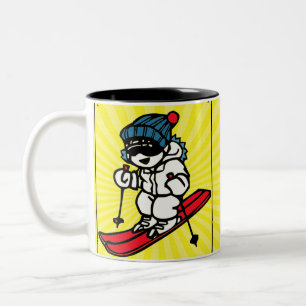 Vintage Skiing Design   skiing lover   skiing gift Two-Tone Coffee Mug