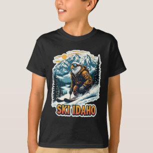 Vintage Skiing Eagle Design T-Shirt