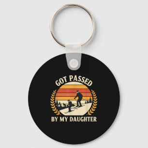 Vintage Skiing Family Got Ped By My Daughter Retro Keychain