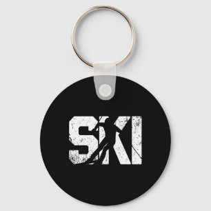 Vintage Skiing Funny Gift Winter Sports Skis Keychain
