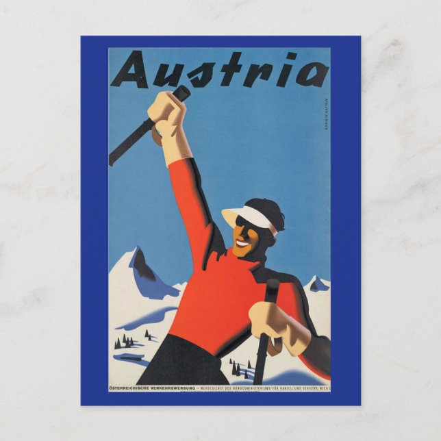 Vintage Skiing in Austria Postcard (Front)