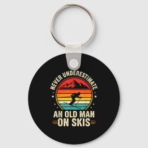 Vintage skiing shirt underestimate an old man on keychain