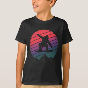 Vintage Skiing Silhouette - Retro Sunset Mountains T-Shirt