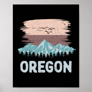 Vintage Skiing T Shirt Oregon Snowboarding Mountai Poster