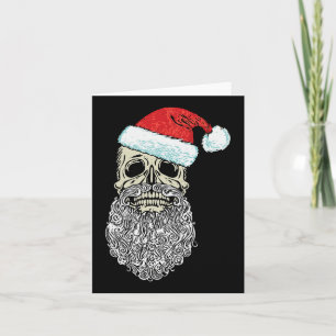 Vintage Skull &amp; Santa Hat Retro Metal Christma Card