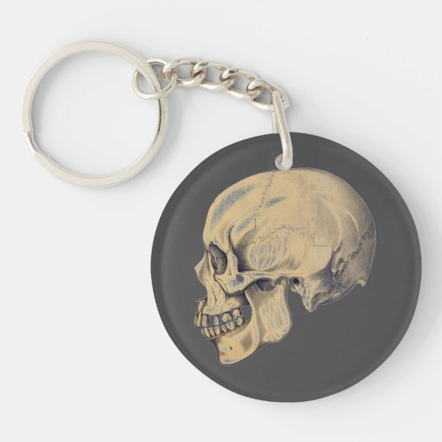 Vintage Skull Anatomy Illustration Keychain (Front)