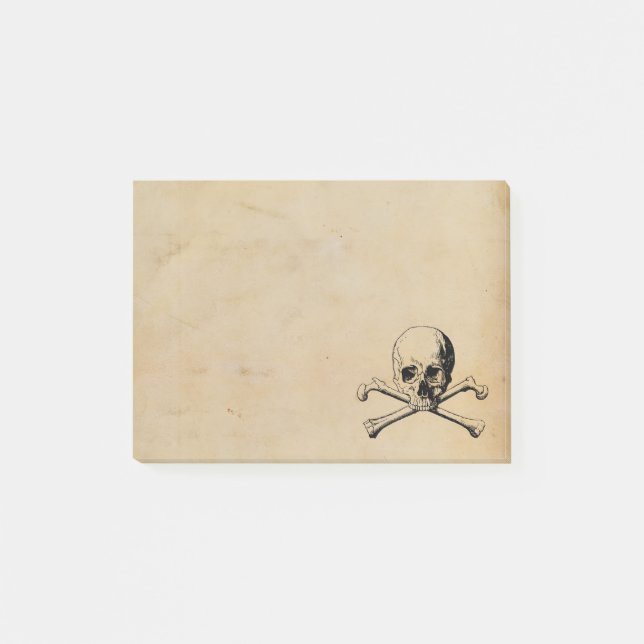 Vintage Skull and Crossbones Illustration Post-it Notes (Front)