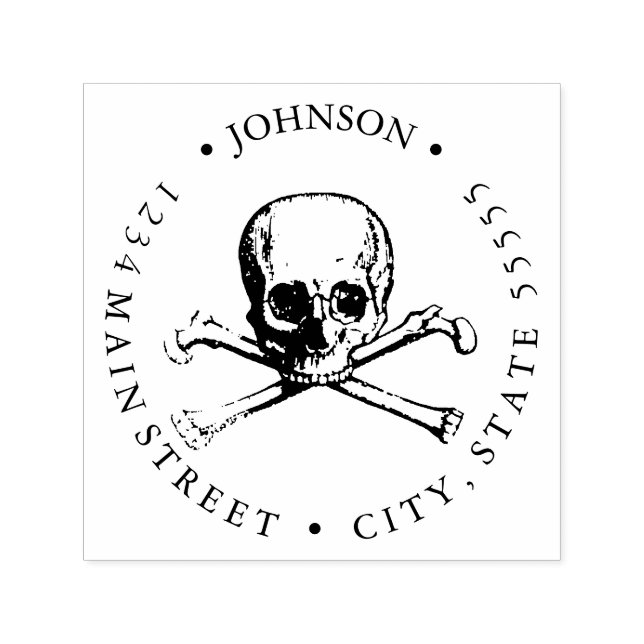 Vintage Skull and Crossbones Illustration Self-inking Stamp (Design)