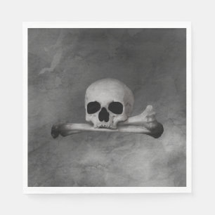 Vintage Skull and Crossbones on Grey Texture Napkin