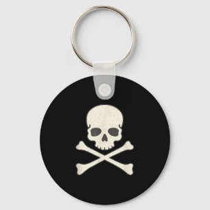 Vintage skull and crossbones pirate halloween keychain