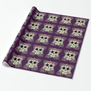 Vintage Skull and Flowers Wrapping Paper