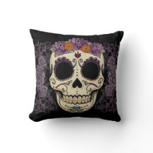 Vintage Skull and Roses Pillow