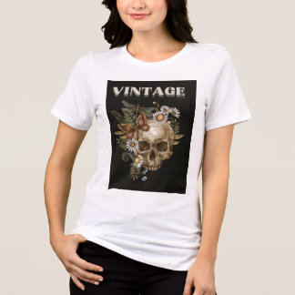 Vintage Skull Botanical Floral Cottagecore Women's Tri-Blend Shirt