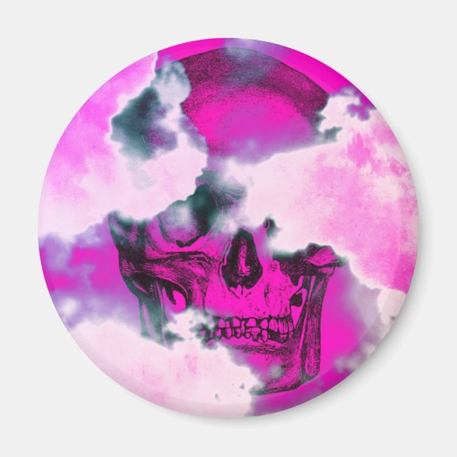 Vintage Skull Clouds Magnet (Front)