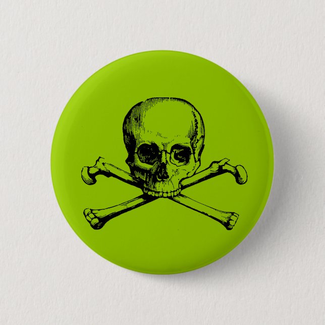 Vintage Skull & Crossbones 2 Inch Round Button (Front)
