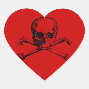 Vintage Skull & Crossbones Heart Sticker