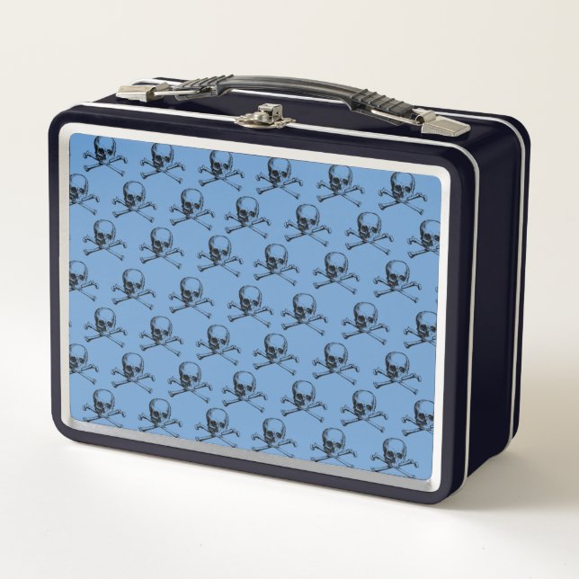 Vintage Skull & Crossbones Metal Lunch Box (Front)