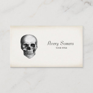 Vintage Skull Etching Aged Business Card