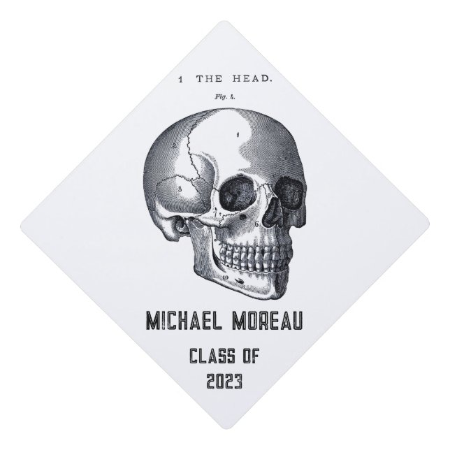Vintage Skull Graduation Cap Topper (Front)
