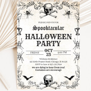 Vintage Skull Halloween Birthday Invitation