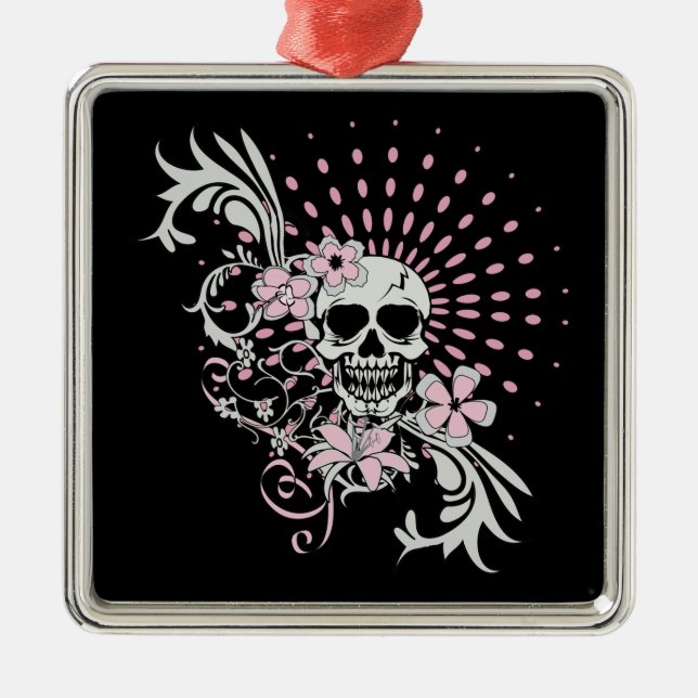 Vintage Skull Metal Ornament (Front)
