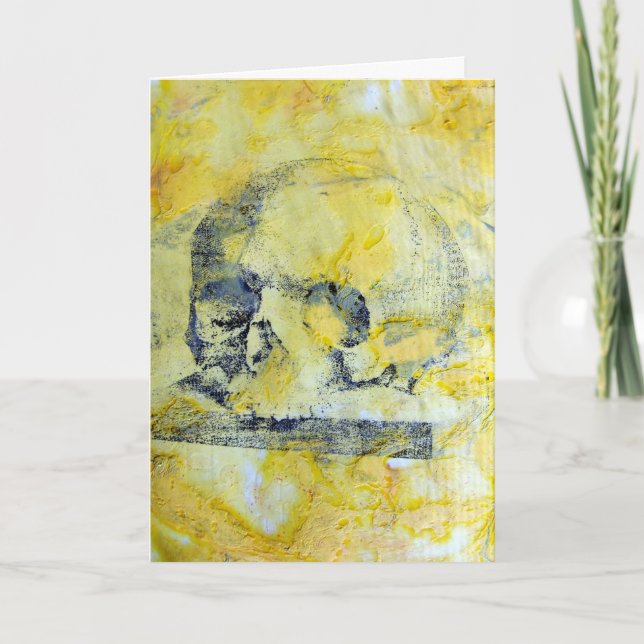 Vintage Skull Mixed Media, Halloween Card (Front)