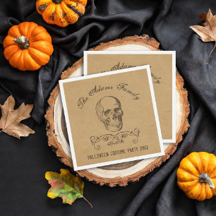 Vintage Skull Personalized Halloween Party Napkin