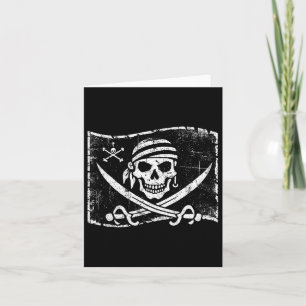 Vintage Skull Pirate Flag Funny Halloween Costume Card