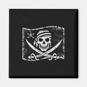 Vintage Skull Pirate Flag Funny Halloween Costume  Magnet