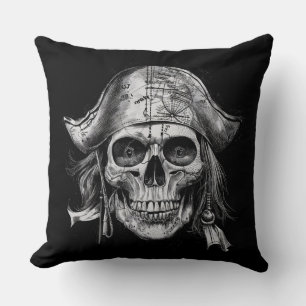 Vintage Skull Pirate Throw Pillow